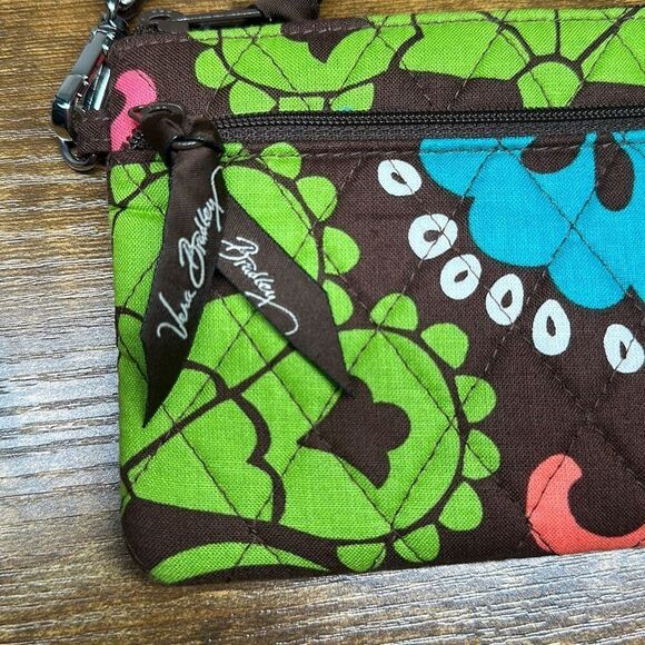 Vera Bradley Lola Wristlet Clutch Brown‎ Blue Wallet - Picture 2 of 8
